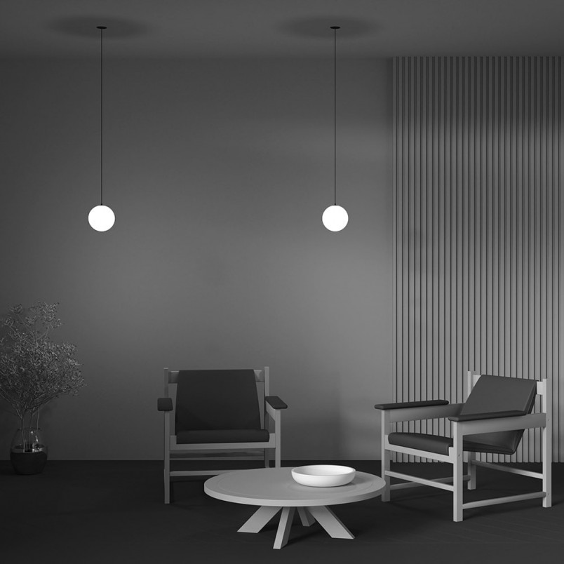 Lampa wisząca Luna LED Maytoni | Biało-czarna kula 10cm
