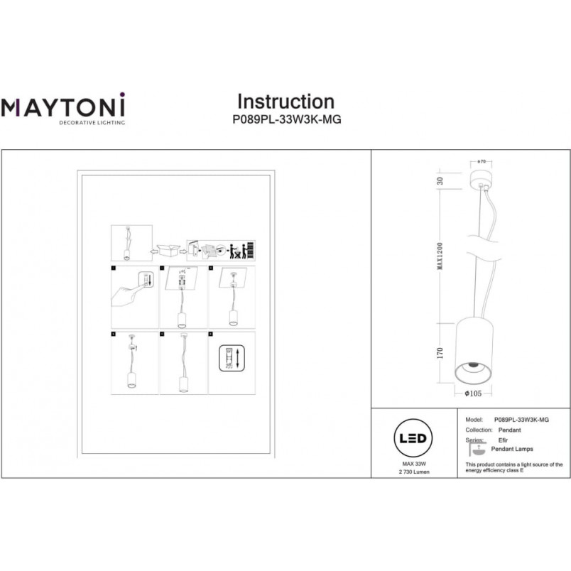 Lampa wisząca Efir Maytoni - Złote światło, elegancki design