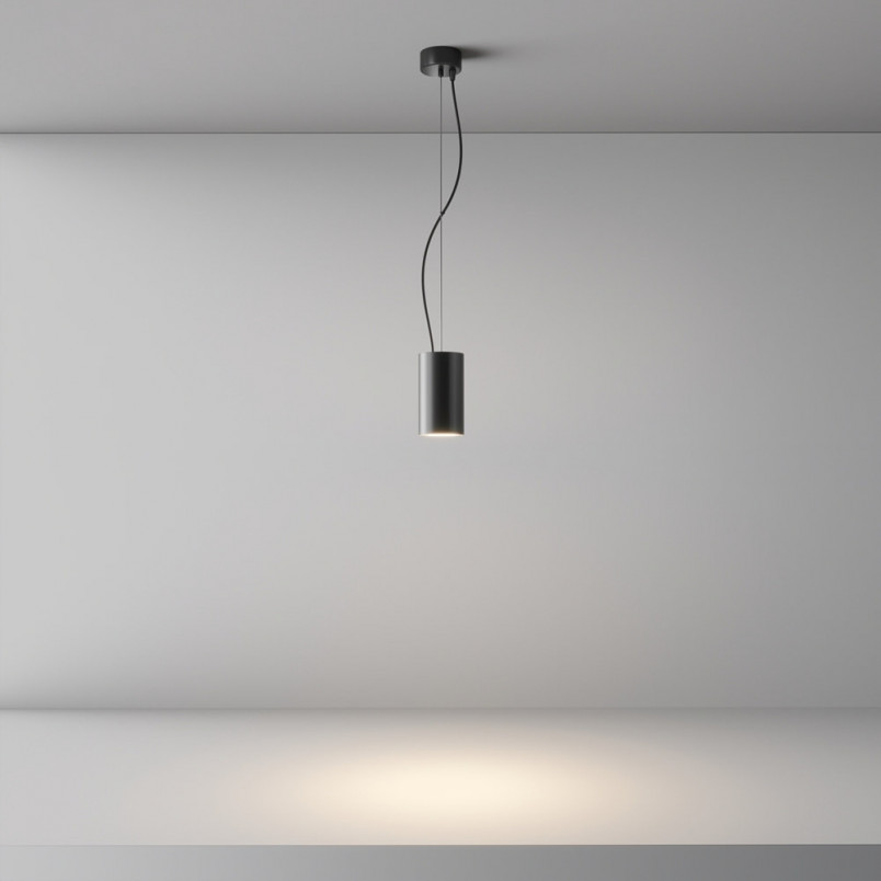 Lampa wisząca Efir Maytoni - czarna tuba LED | Sklep z lampami