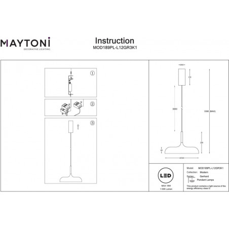 Lampa wisząca LED Gerhard szara Maytoni | 30cm