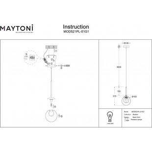 Lampa wisząca szklana kula Maytoni Basic Form | Sklep z lampami