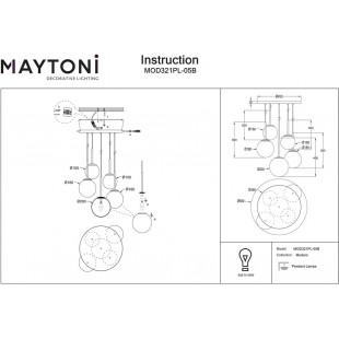 Lampa wisząca Maytoni Basic Form - 5 kuli, biało-czarna | Sklep z lampami