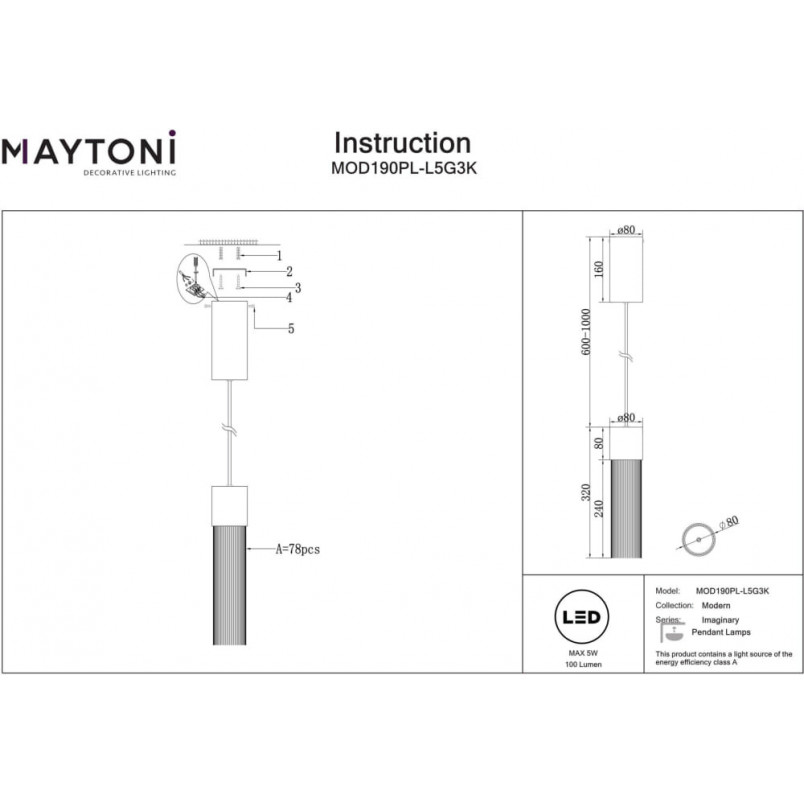 Lampa wisząca Imaginary Maytoni: Złoty glamour LED | Sklep z lampami