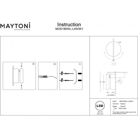 Kinkiet Nuance LED biało-złoty Maytoni - Nowoczesny design