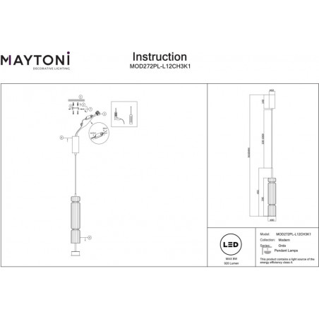 Lampa wisząca szklana Ordo II LED Maytoni | Elegancki design