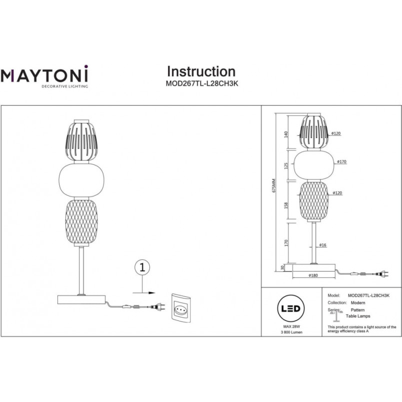 Lampa stołowa szklana glamour Pattern Maytoni | Elegancki design