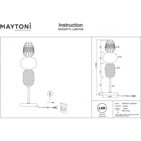 Lampa stołowa szklana glamour Pattern Maytoni | Elegancki design
