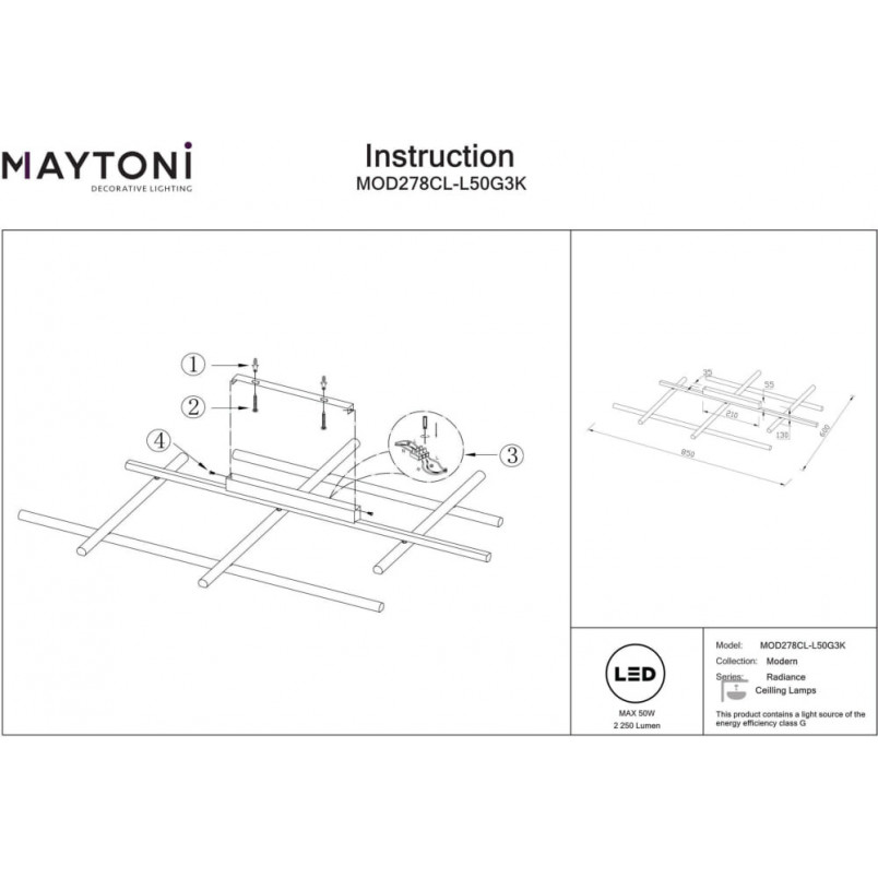 Plafon LED Radiance Maytoni: Nowoczesny design, złoty