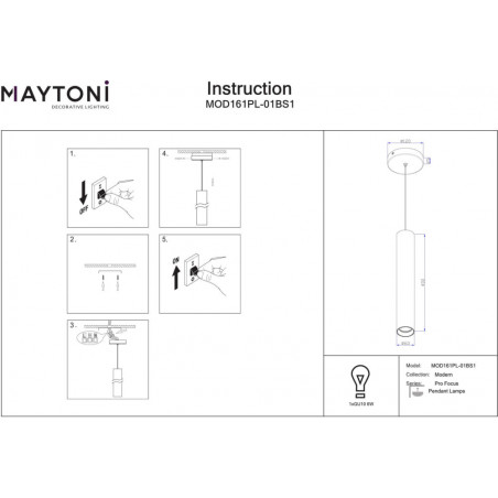Lampa wisząca mosiężna Maytoni Pro Focus 6cm - Elegancki design
