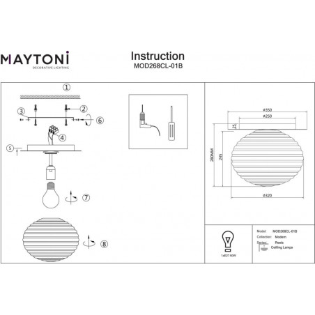Plafon szklany ryflowany Reels Maytoni - Elegancja i styl!