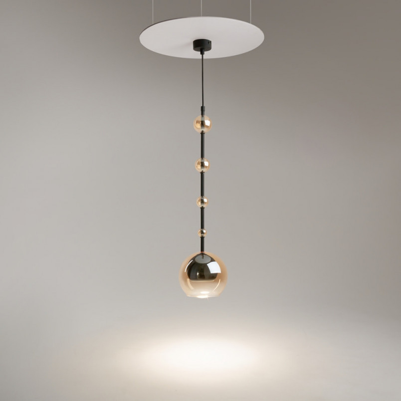Lampa wisząca szklana Maytoni Ros | Bursztynowo-czarna, 16cm