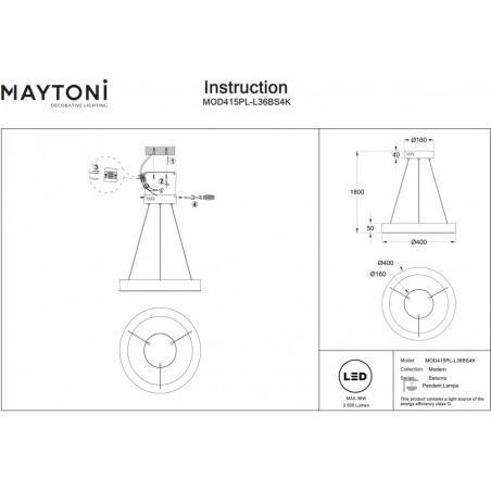 Saturno Maytoni: Lampa wisząca LED mosiądzowa | Nowoczesny design