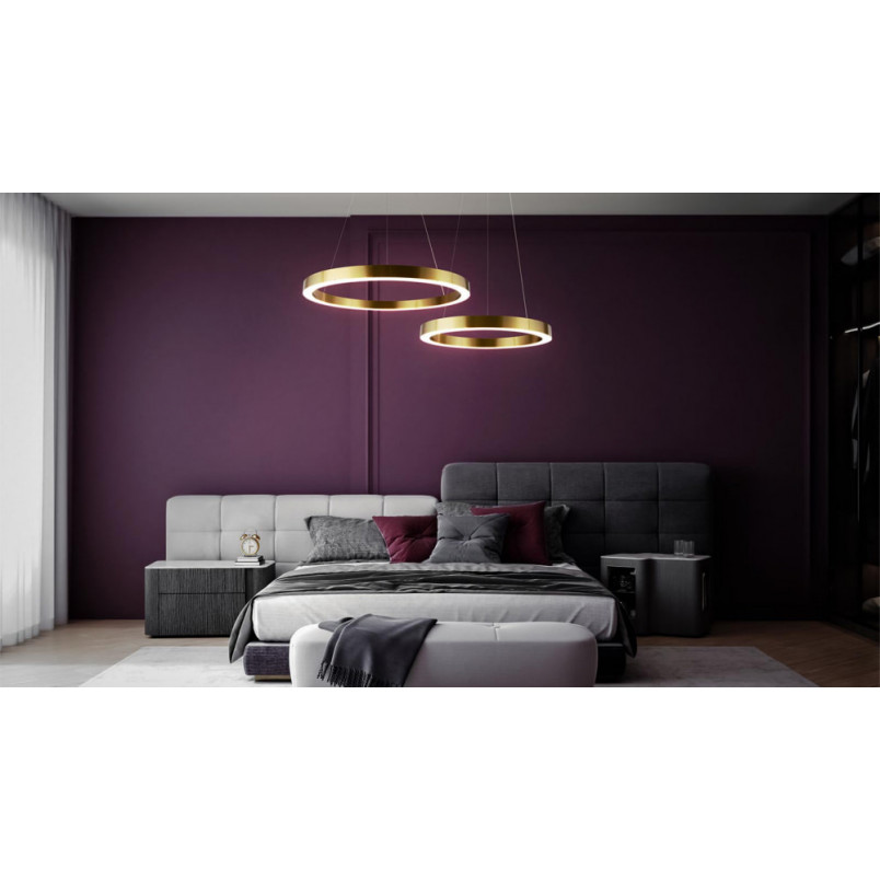 Saturno LED Maytoni: Złota lampa wisząca, 60cm - Sklep Lamp