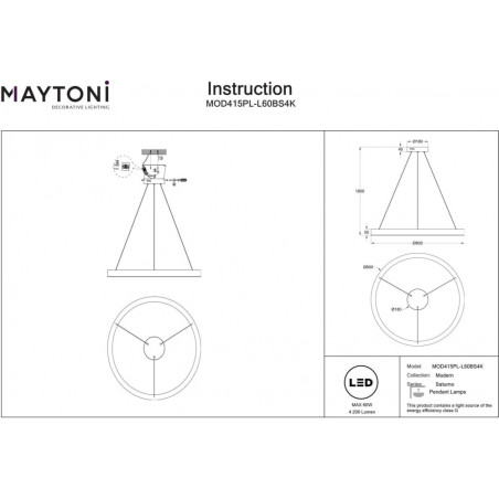 Saturno Maytoni: Lampa wisząca LED mosiężna, 80cm - Sklep z lampami