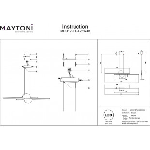 Lampa wisząca Skyline LED 110cm | Maytoni - Nowoczesny Design