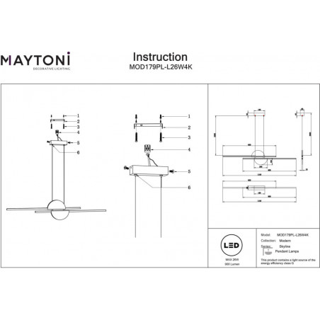 Lampa wisząca Skyline LED 110cm | Maytoni - Nowoczesny Design