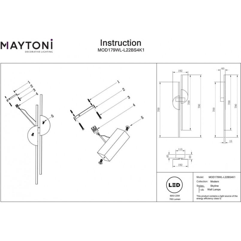 Kinkiet podwójny Skyline II LED | Maytoni - Nowoczesny Design