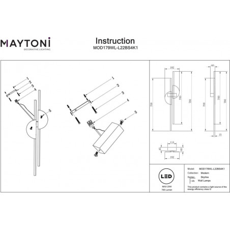 Kinkiet podwójny Skyline II LED | Maytoni - Nowoczesny Design