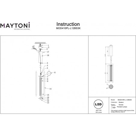 Lampa wisząca Sonata LED mosiądz Maytoni | Elegancki Design