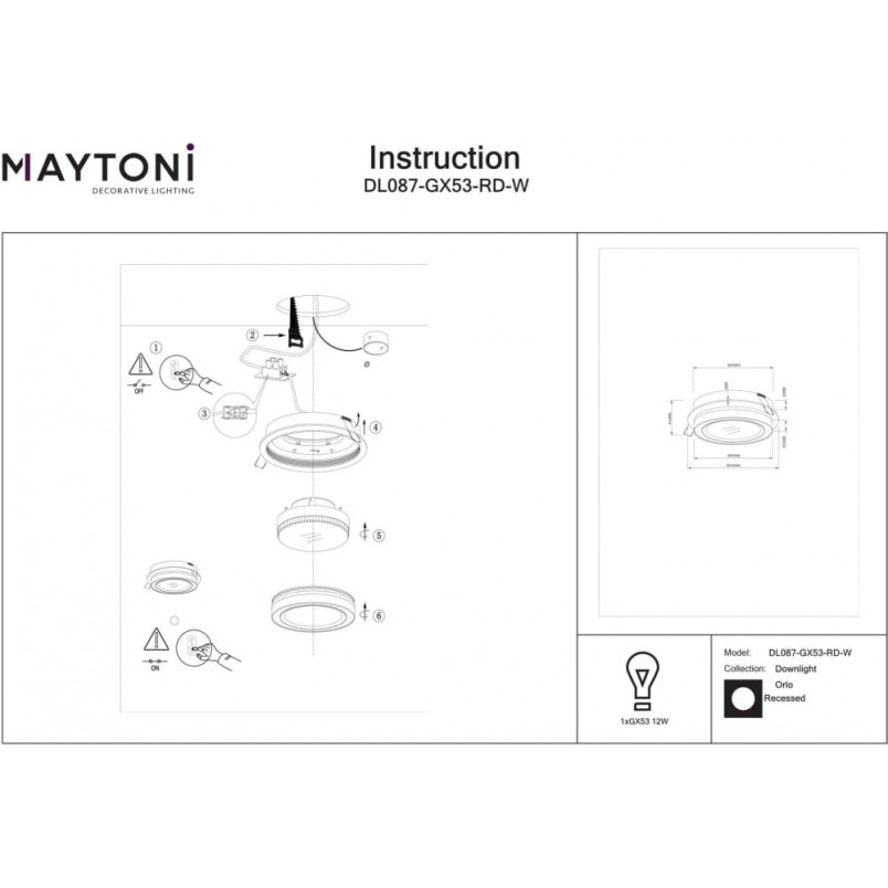 Lampa podtynkowa Orlo LED biała Maytoni | Downlight spot