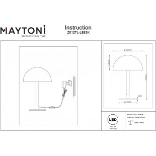 Lampa stołowa Ray LED czarna Maytoni | Nowoczesny design