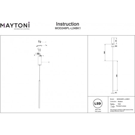 Lampa wisząca Halo LED czarna Maytoni | Minimalizm i Nowoczesność