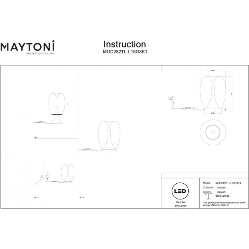 Lampa stołowa szklana Splash LED Maytoni | Nowoczesny design