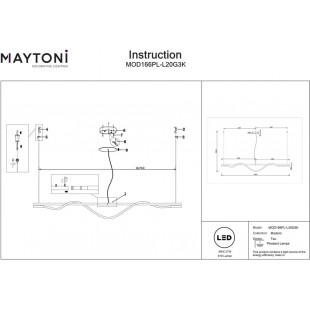 Lampa wisząca Maytoni Tau LED złota 180cm - Nowoczesny design