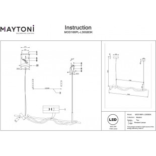 Lampa wisząca LED Tau Maytoni | Nowoczesny design, 140cm