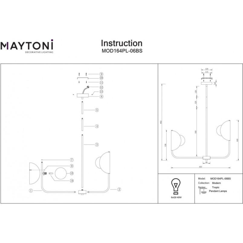 Lampa Tropic Maytoni | Mosiężna z kulami szklanymi | Kup teraz!