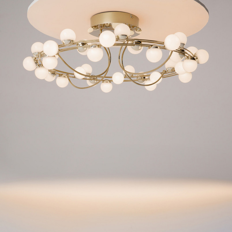 Plafon Tessara LED Maytoni | Szklane kule glamour | Biało-złoty