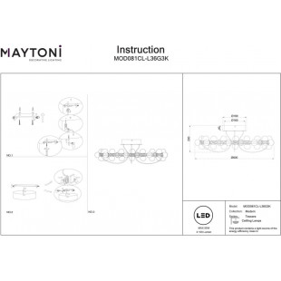 Plafon Tessara LED Maytoni | Szklane kule glamour | Biało-złoty