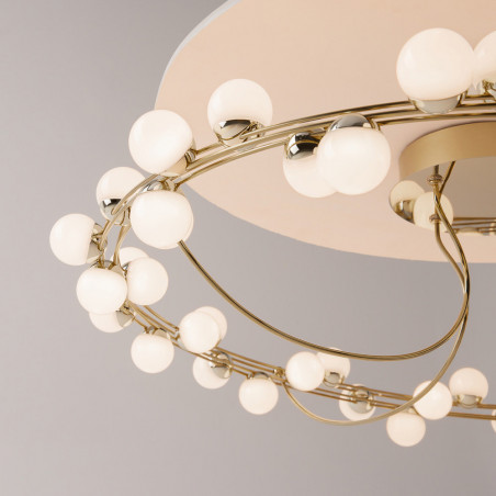 Plafon Tessara LED Maytoni: Szklane kule, biało-złoty | Glamour