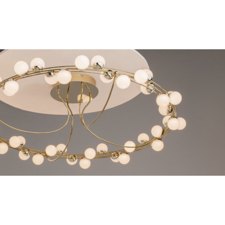 Plafon Tessara LED Maytoni: Szklane kule, biało-złoty | Glamour