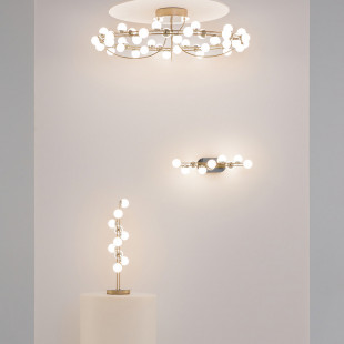 Plafon Tessara LED Maytoni: Szklane kule, biało-złoty | Glamour