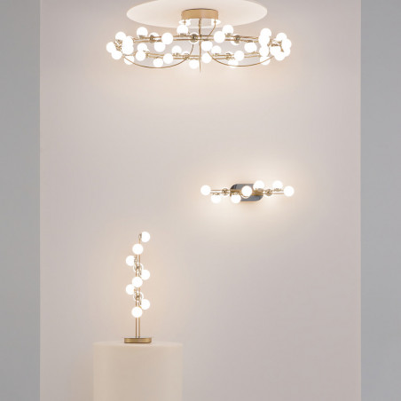 Plafon Tessara LED Maytoni: Szklane kule, biało-złoty | Glamour