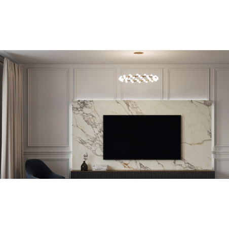 Plafon Tessara LED Maytoni: Szklane kule, biało-złoty | Glamour