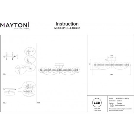 Plafon Tessara LED Maytoni: Szklane kule, biało-złoty | Glamour