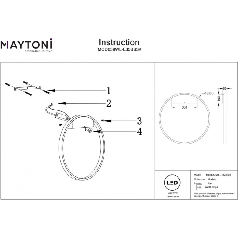 Kinkiet Okrągły Mosiężny Maytoni Rim LED - Nowoczesny Design