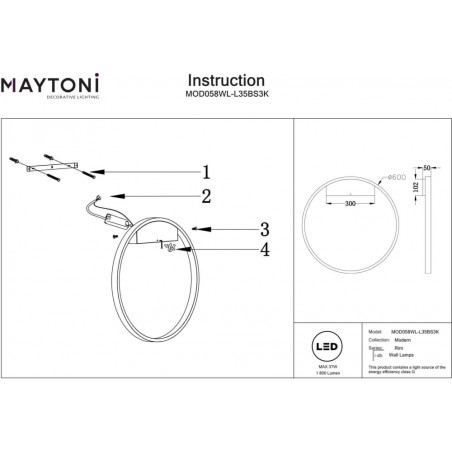 Kinkiet Okrągły Mosiężny Maytoni Rim LED - Nowoczesny Design