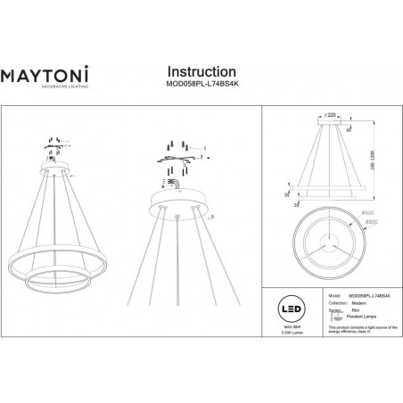 Lampa Wisząca Rim LED Mosiężna Maytoni | Nowoczesny Design