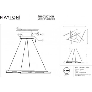 Lampa wisząca Line LED Maytoni - Nowoczesny design, złoto