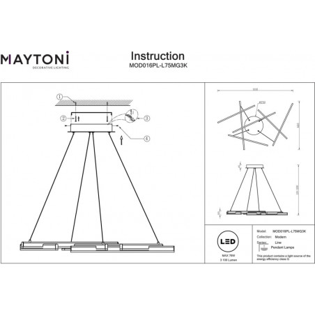 Lampa wisząca Line LED Maytoni - Nowoczesny design, złoto