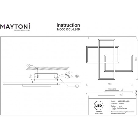 Plafon Line LED czarny Maytoni | Nowoczesne oświetlenie