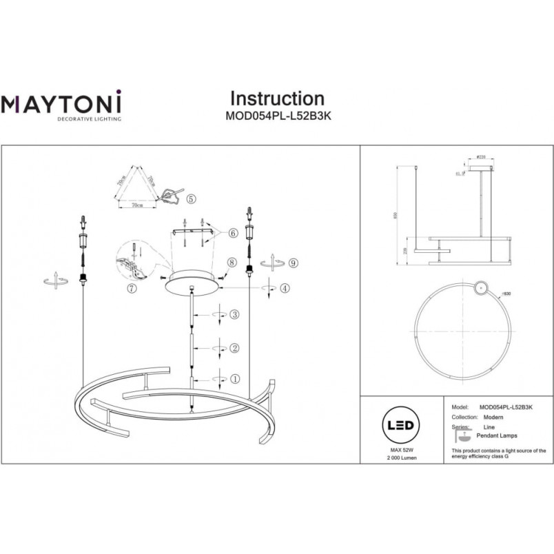 Lampa wisząca Line LED Maytoni | Nowoczesny design, 3000K