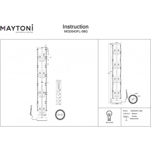 Lampa podłogowa kryształowa Puntes Maytoni | Złota, 126,5cm