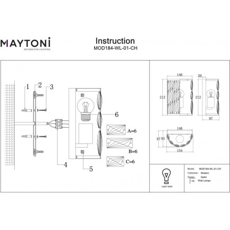 Kinkiet kryształowy Gelid Maytoni | Luksusowy design