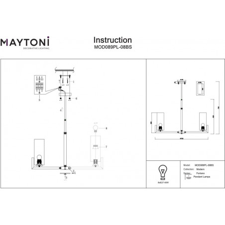 Żyrandol Hampton Fortano VIII Maytoni - Szkło, Biały/Mosiądz | Sklep z Lampami