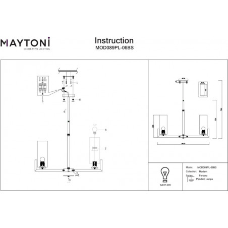 Żyrandol Hampton Fortano VI Maytoni | Biały, Mosiężny, 67cm