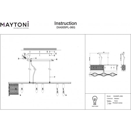 Lampa wisząca Dune Maytoni: Kryształowa elegancja w złotym wydaniu
